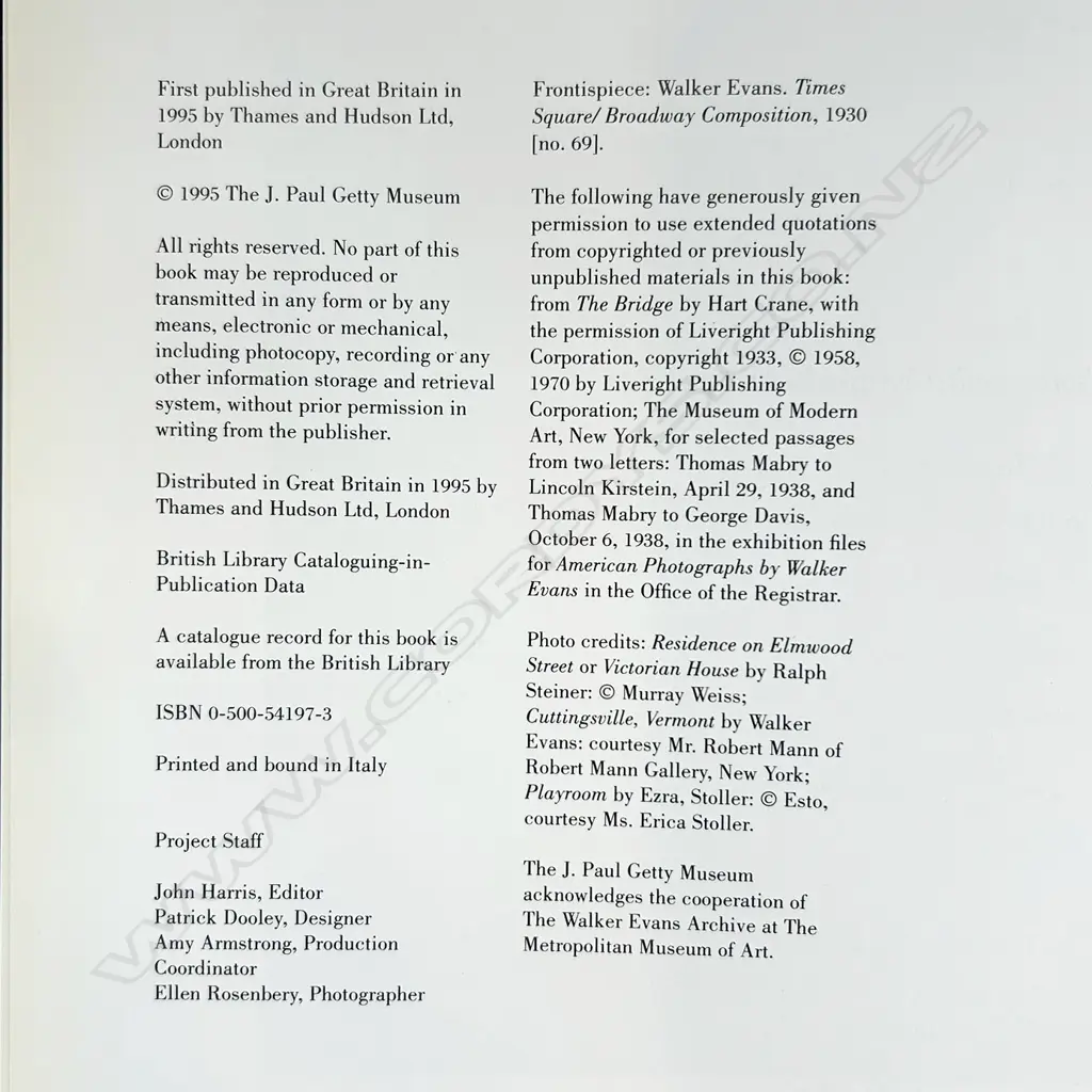 WALKER EVANS: THE GETTY MUSEUM COLLECTION Image 1++